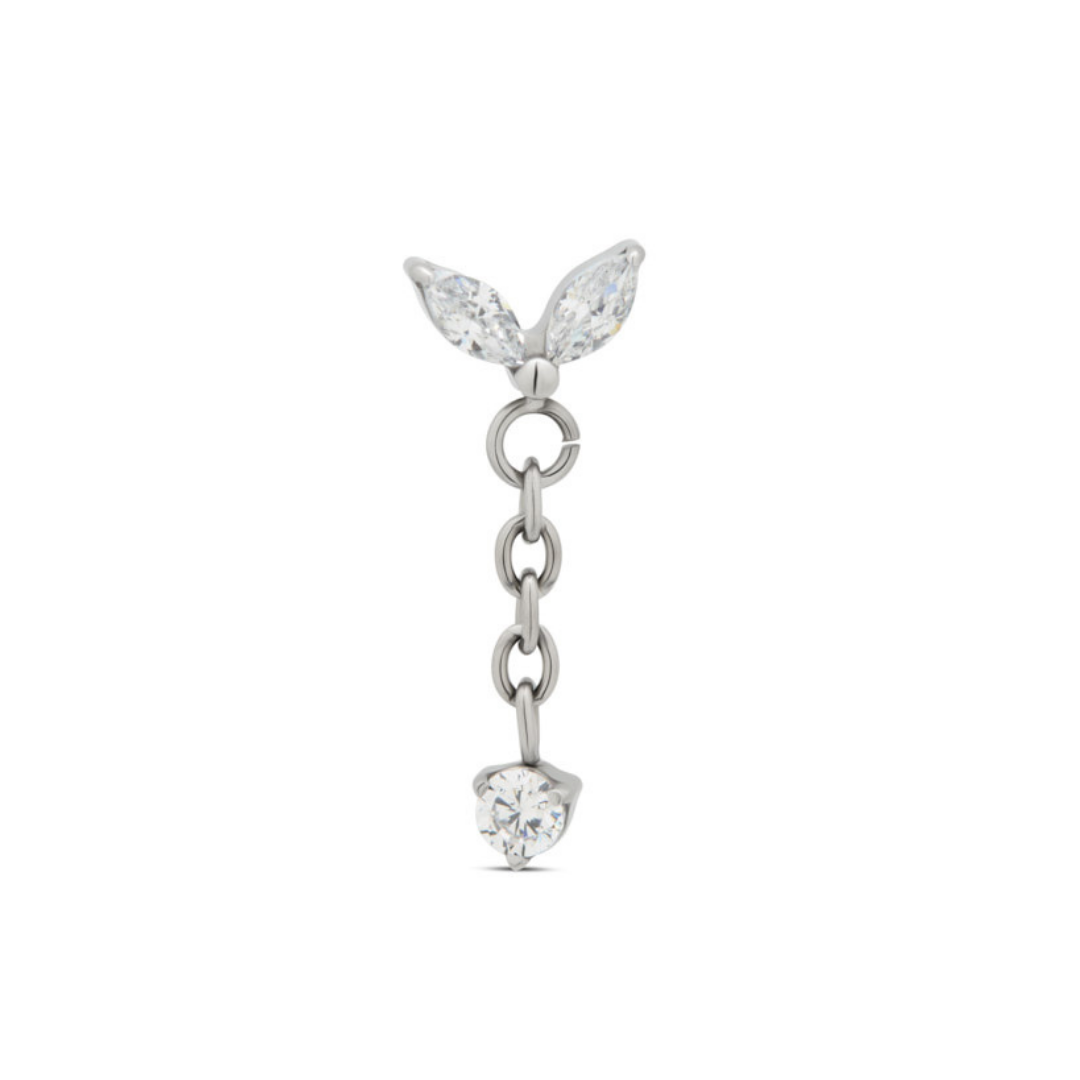 Trident Threadless 2 Marquise w Dangle Stone Attachment