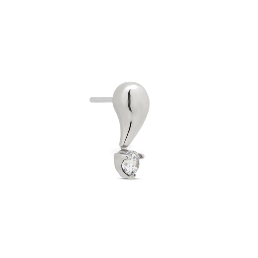 Trident Threadless Drop w CZ Round Stone Attachment
