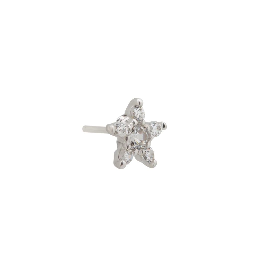 14kt White Gold Threadless - Jeweled Star Attachment