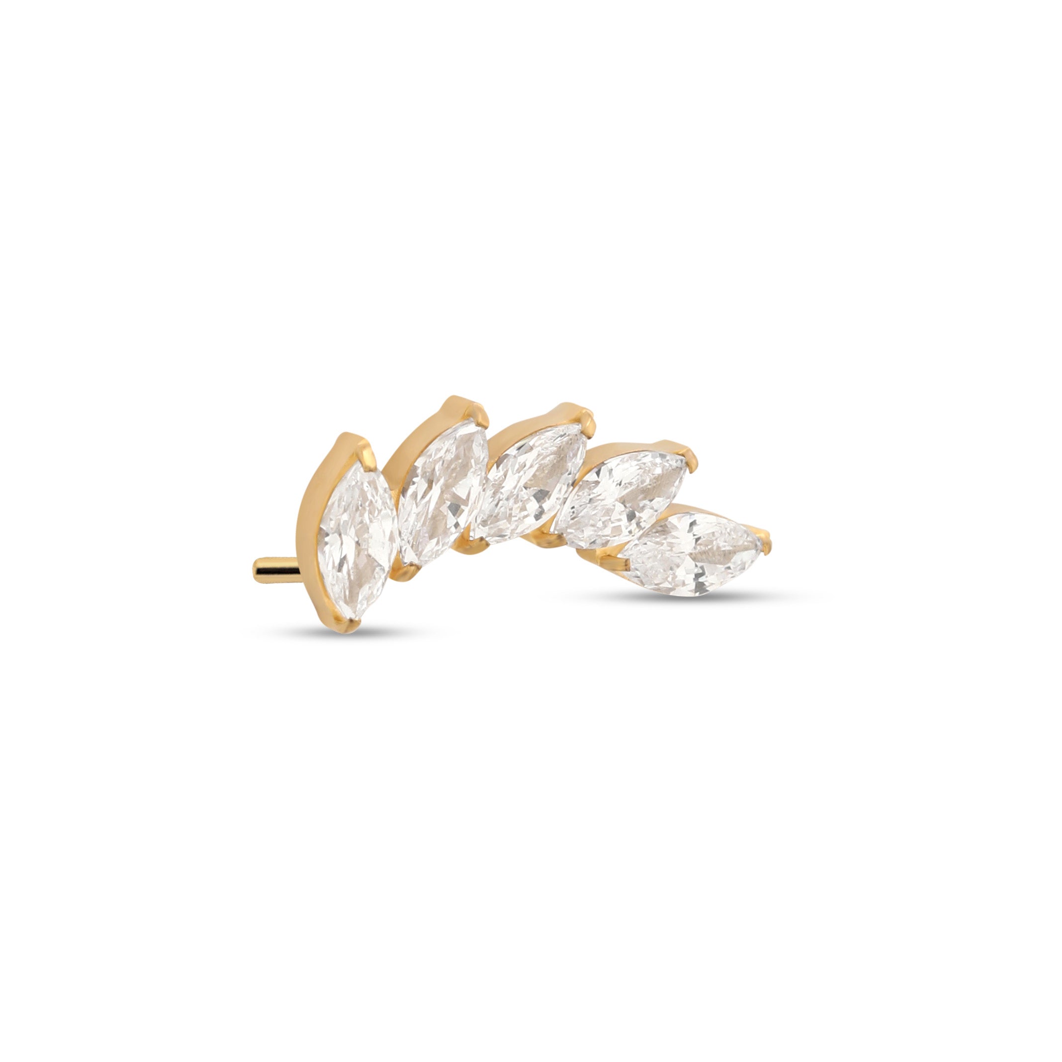 Trident 24kt Gold PVD Titanium Threadless 5 Marquise Stone Attachment