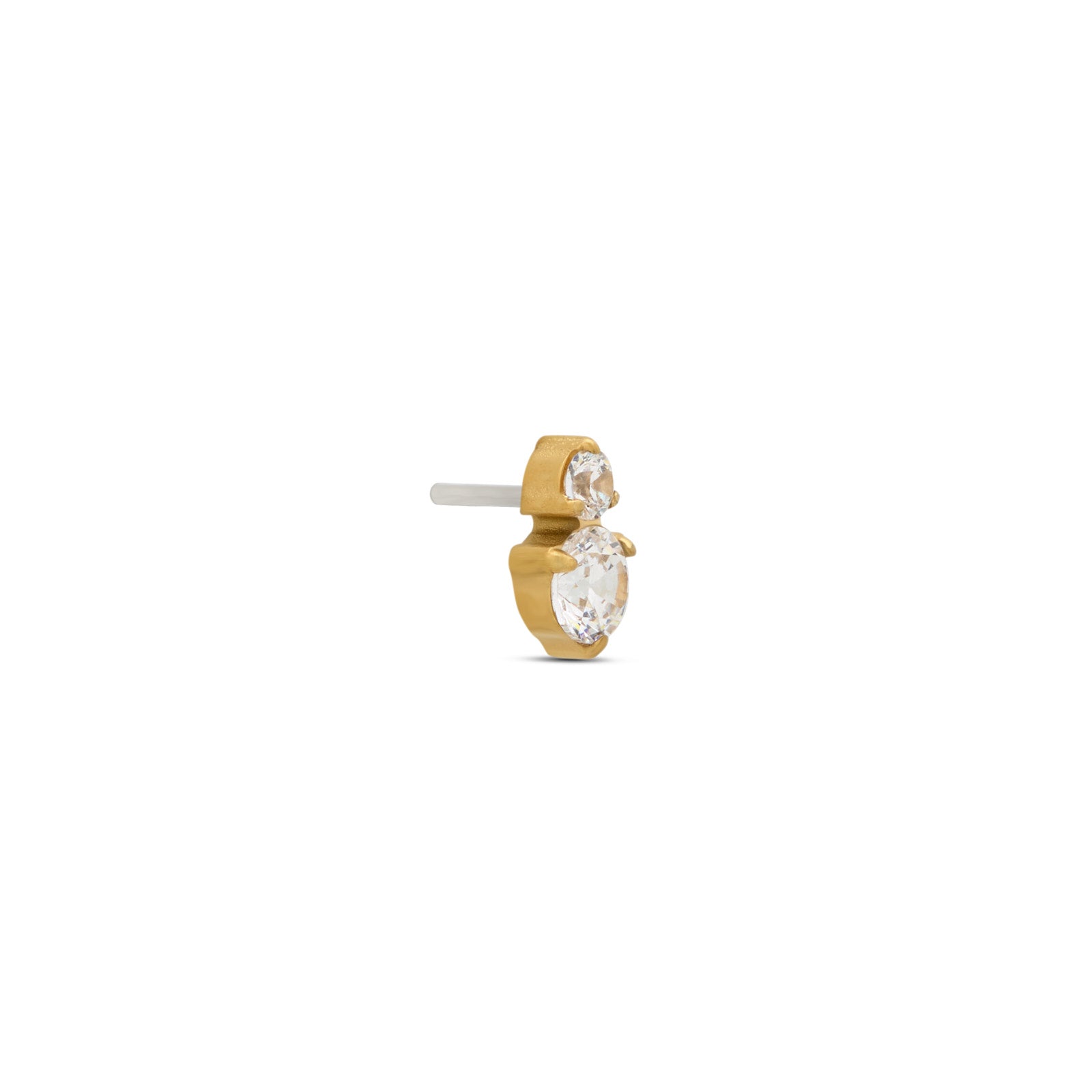 Trident 24kt Gold PVD Titanium Threadless Duo Round Stones Attachment