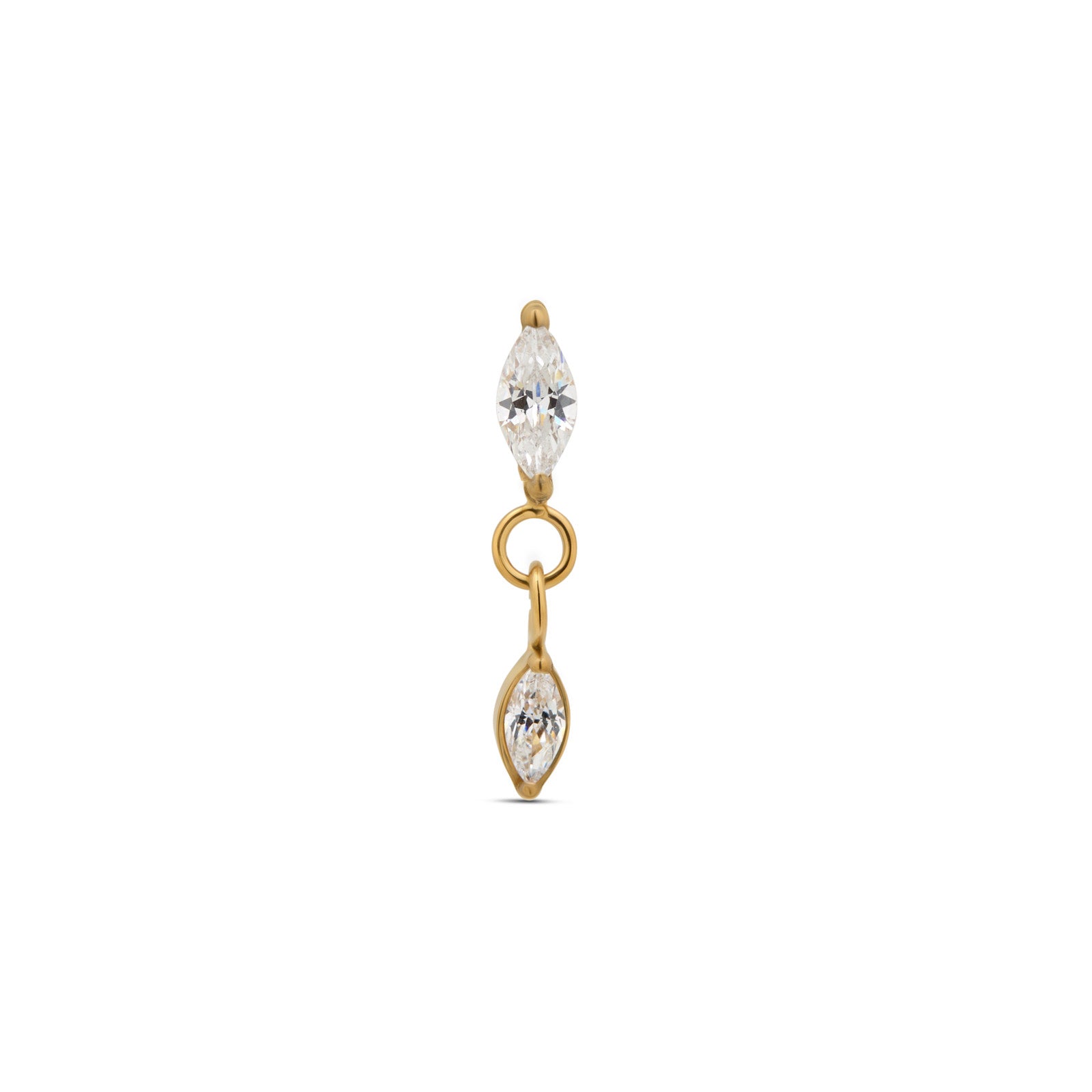 Trident 24kt Gold PVD Titanium Threadless Marquise Stone w Dangle Attachment