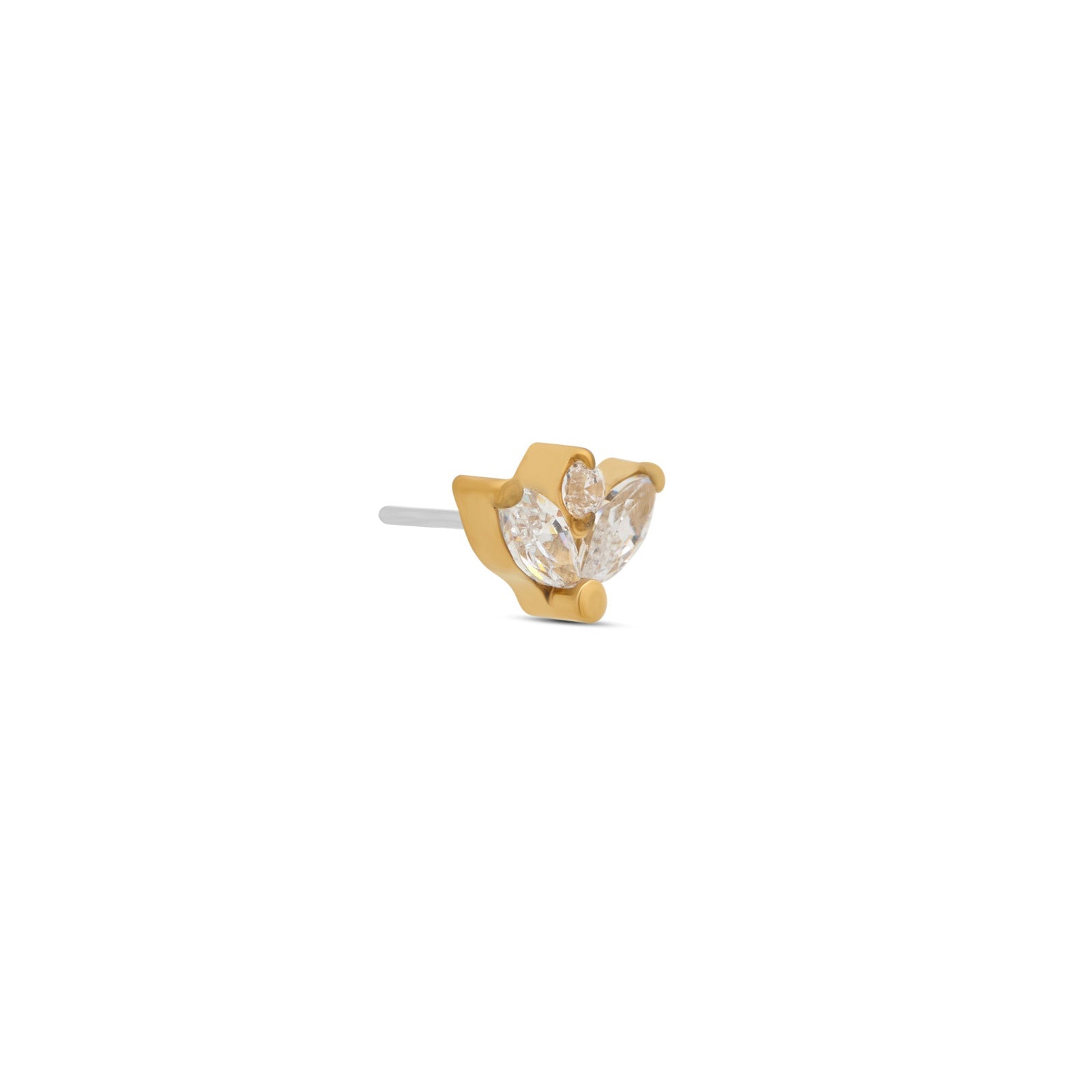 Trident 24kt Gold PVD Titanium Threadless 2 Marquise w Centre Stone Attachment