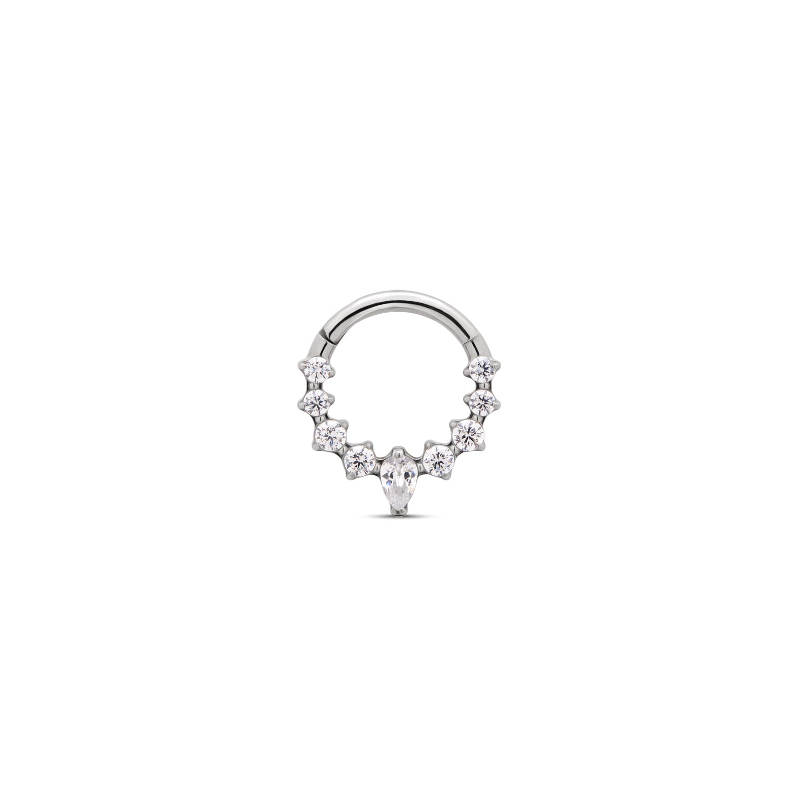 Trident Forward Facing Jeweled Marquise Hinged Ring