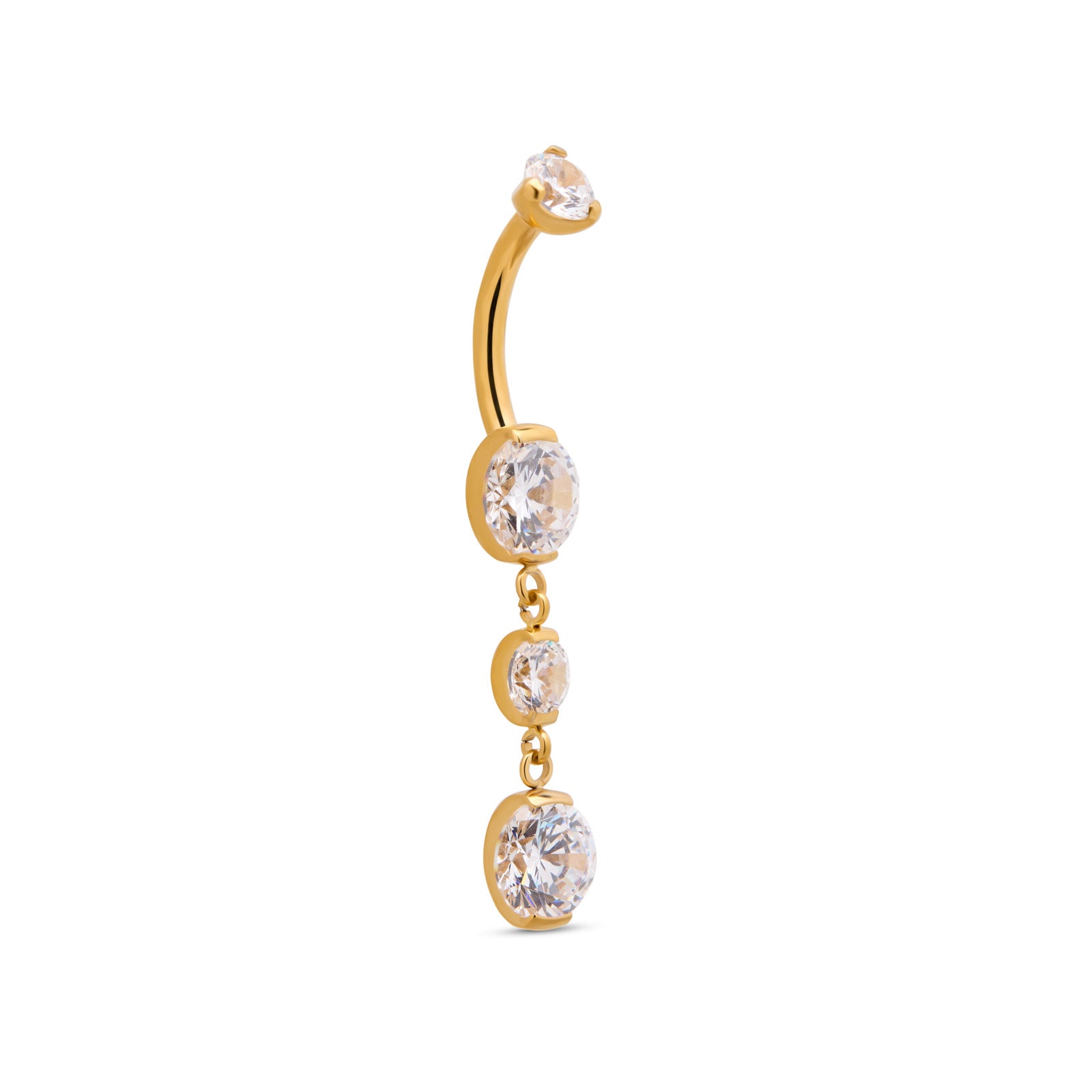 Trident 24kt Gold PVD Titanium Internally Threaded 2 Drop Navel