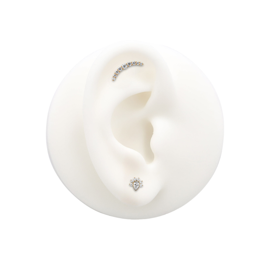 Trident 24kt Gold PVD Titanium Threadless Crowned Tear Attachment