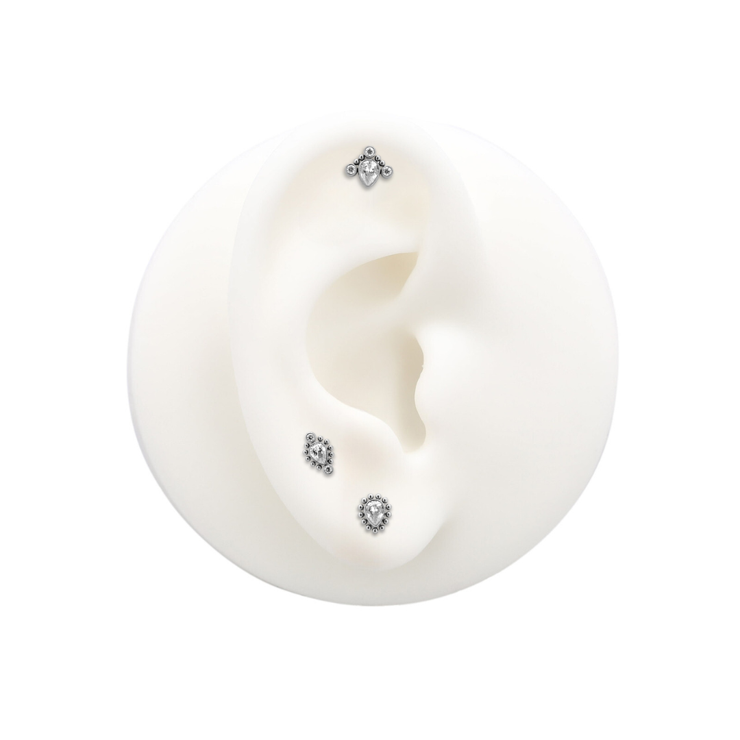 Trident Threadless Cluster 2 Jeweled Beaded Ovate Attachment