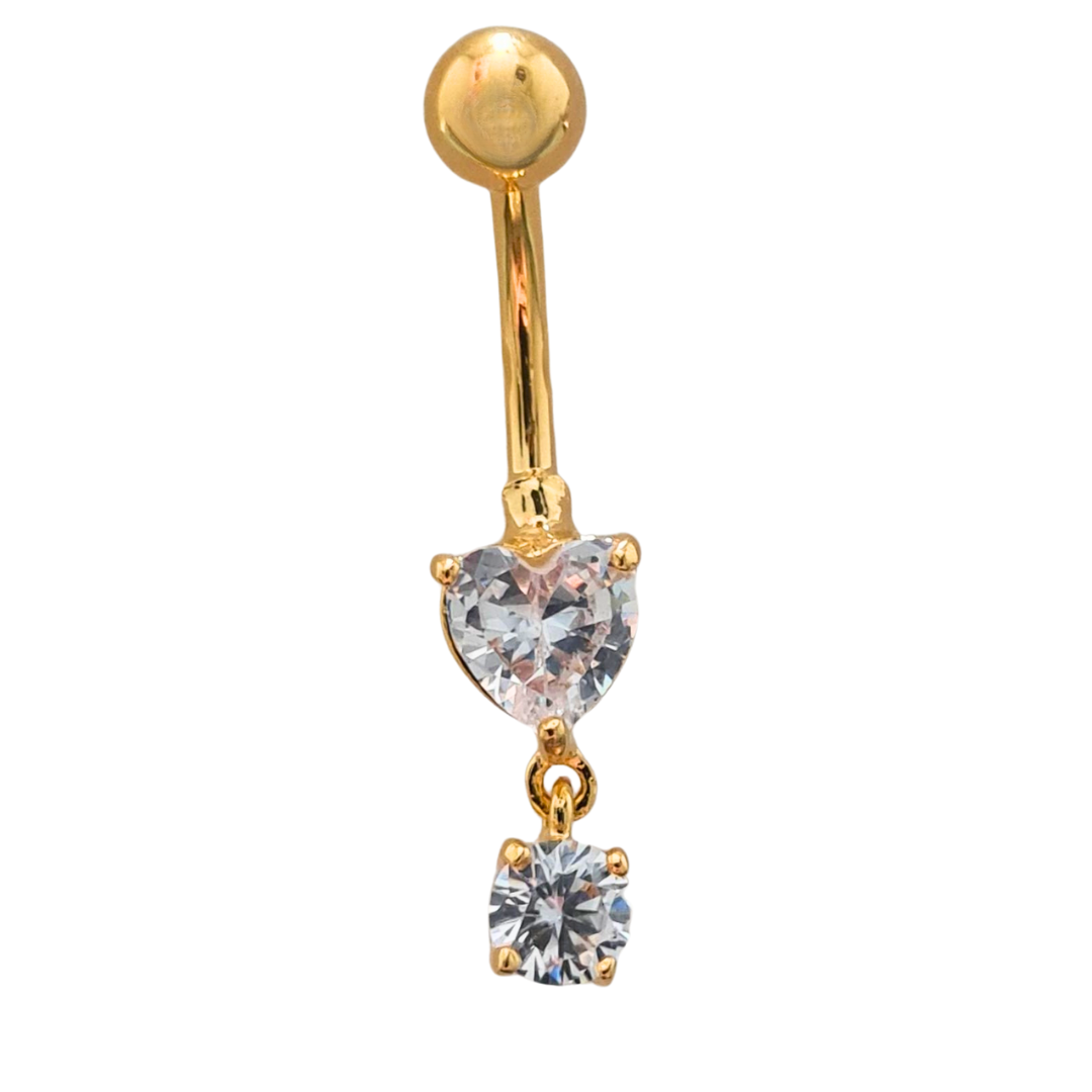 Gold PVD Heart With Round Dangle 1.6x10mm