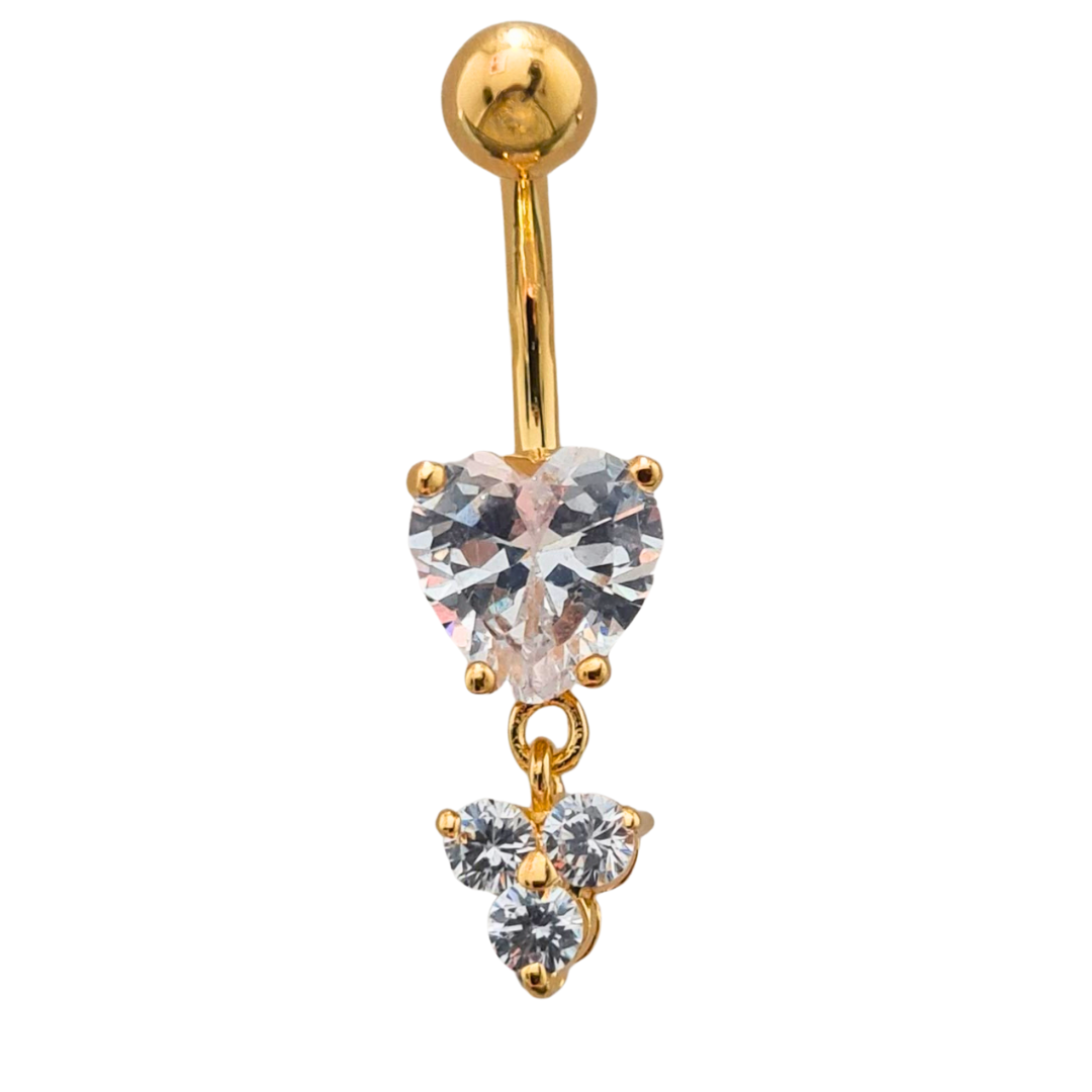 Gold PVD Heart With Trio Dangle 1.6x10mm