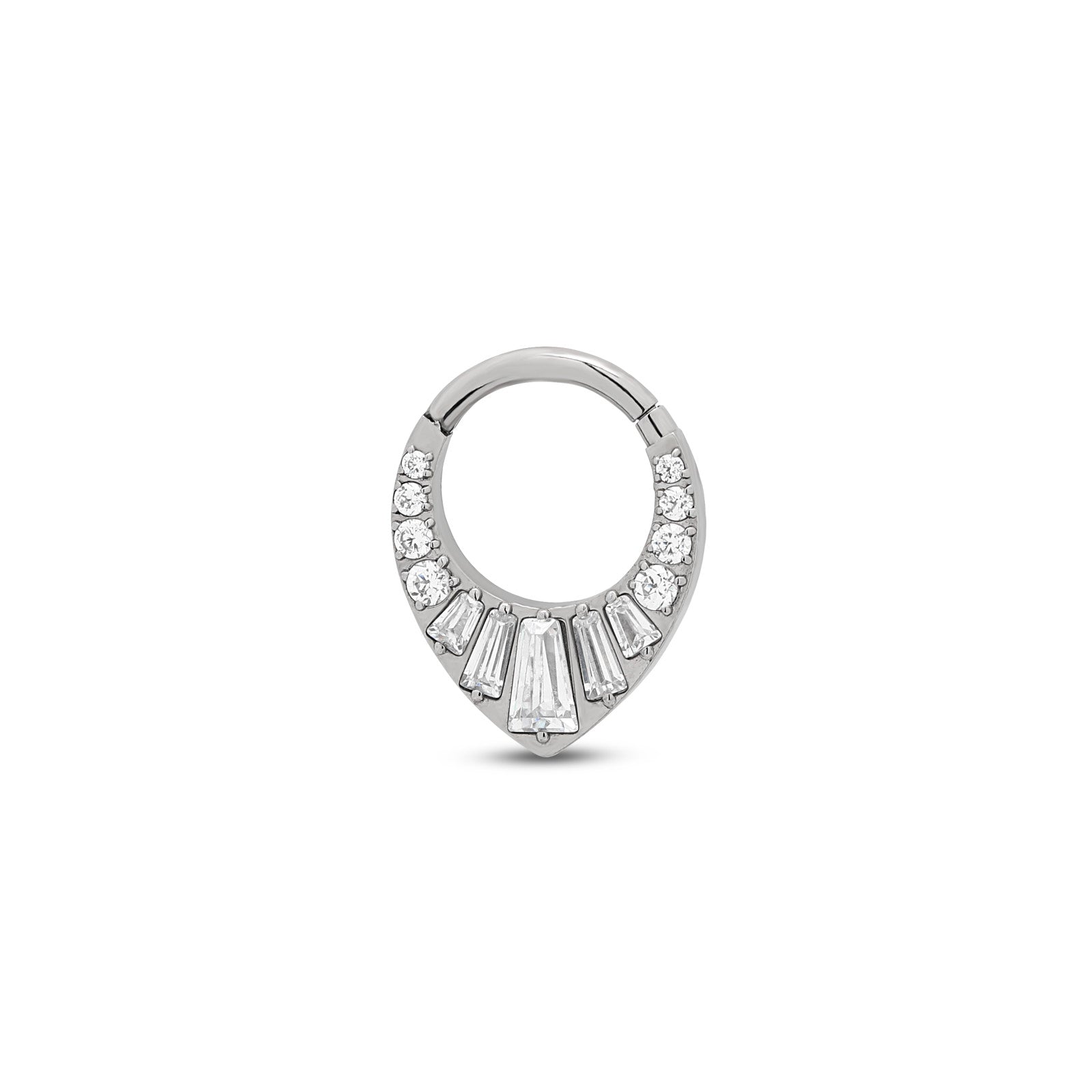 Trident Jeweled Hinged Ring With Baguette Jewels