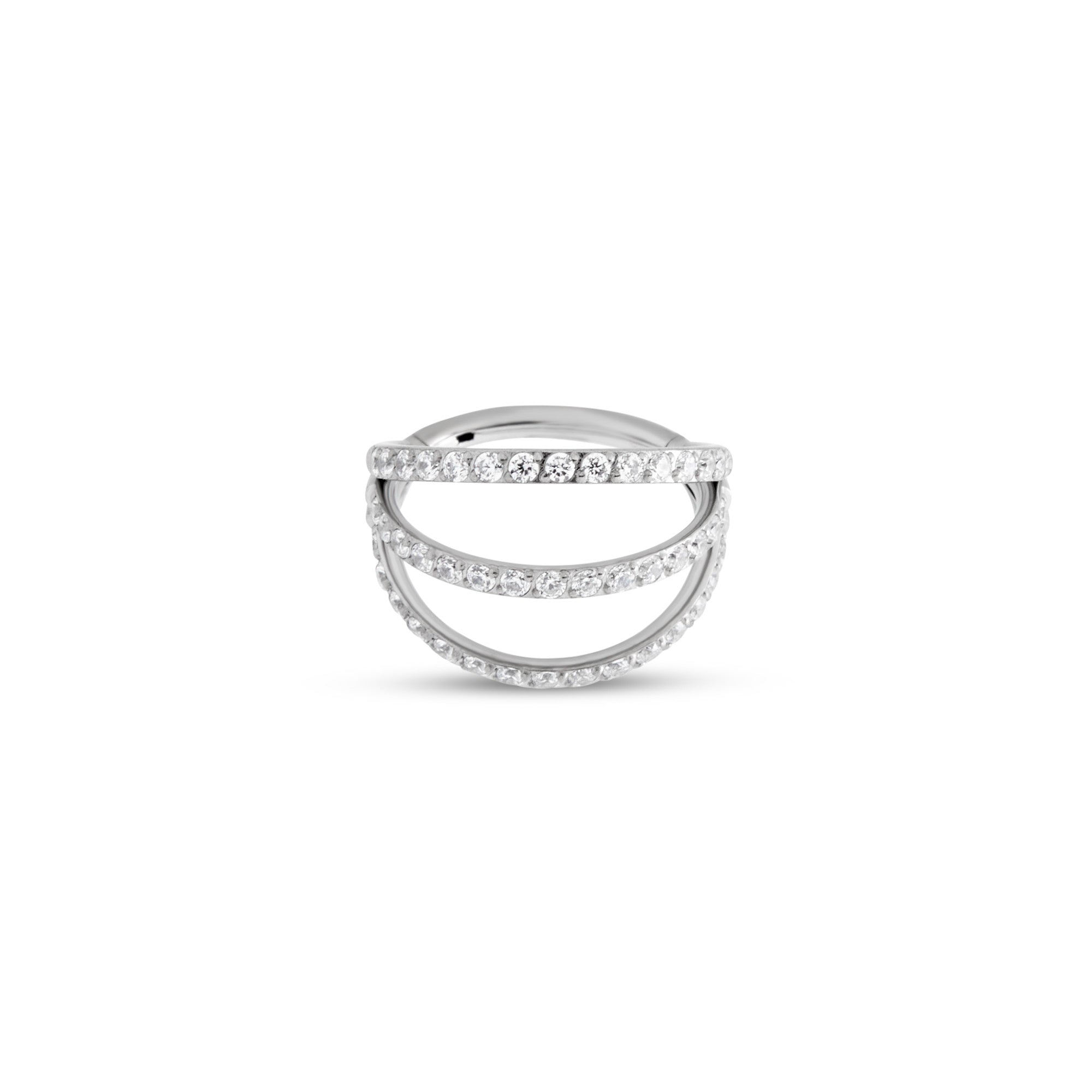 Trident Jewelled Triple Ring - Hinged Ring
