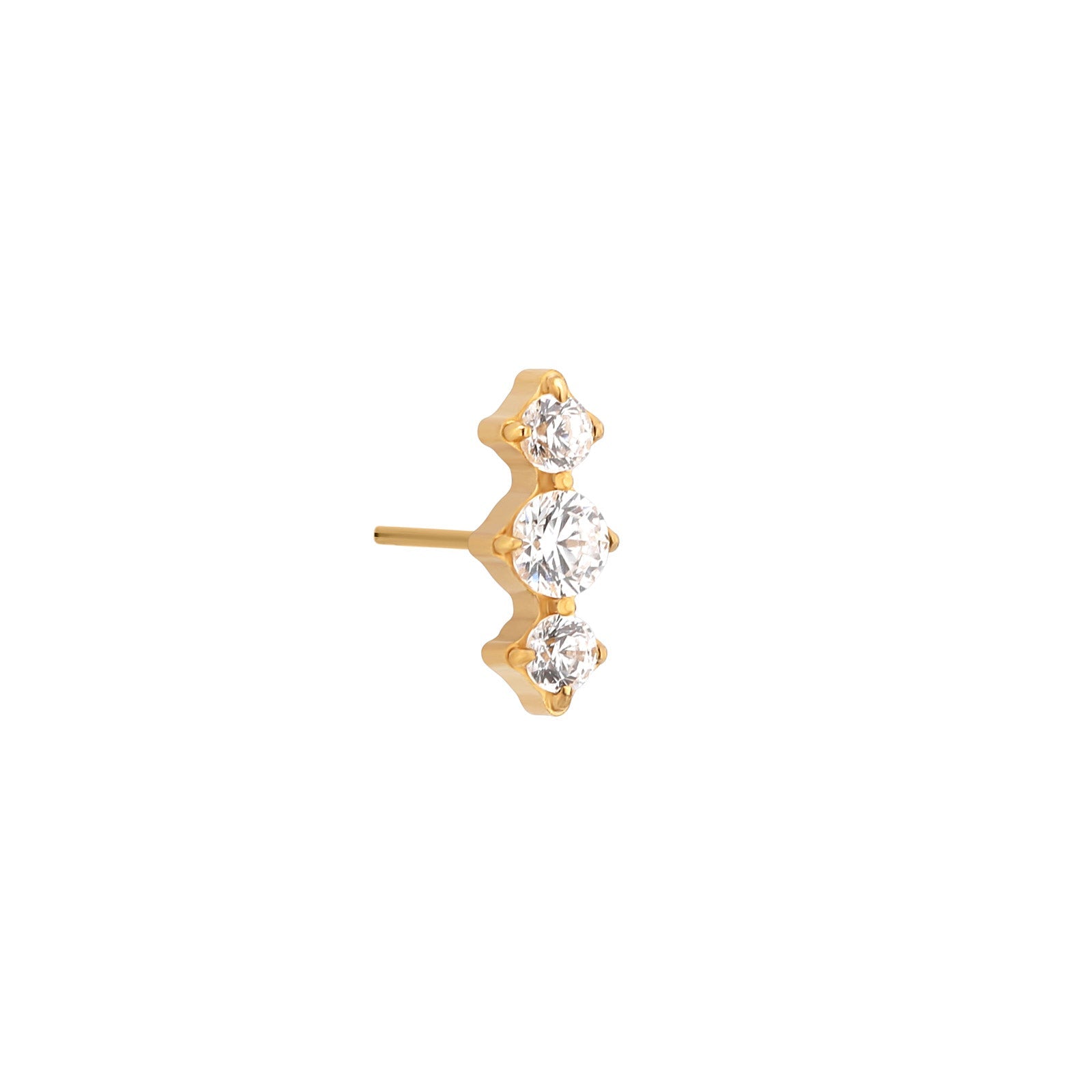Trident 24kt Gold PVD Titanium Threadless Prong 3 Stone Attachment