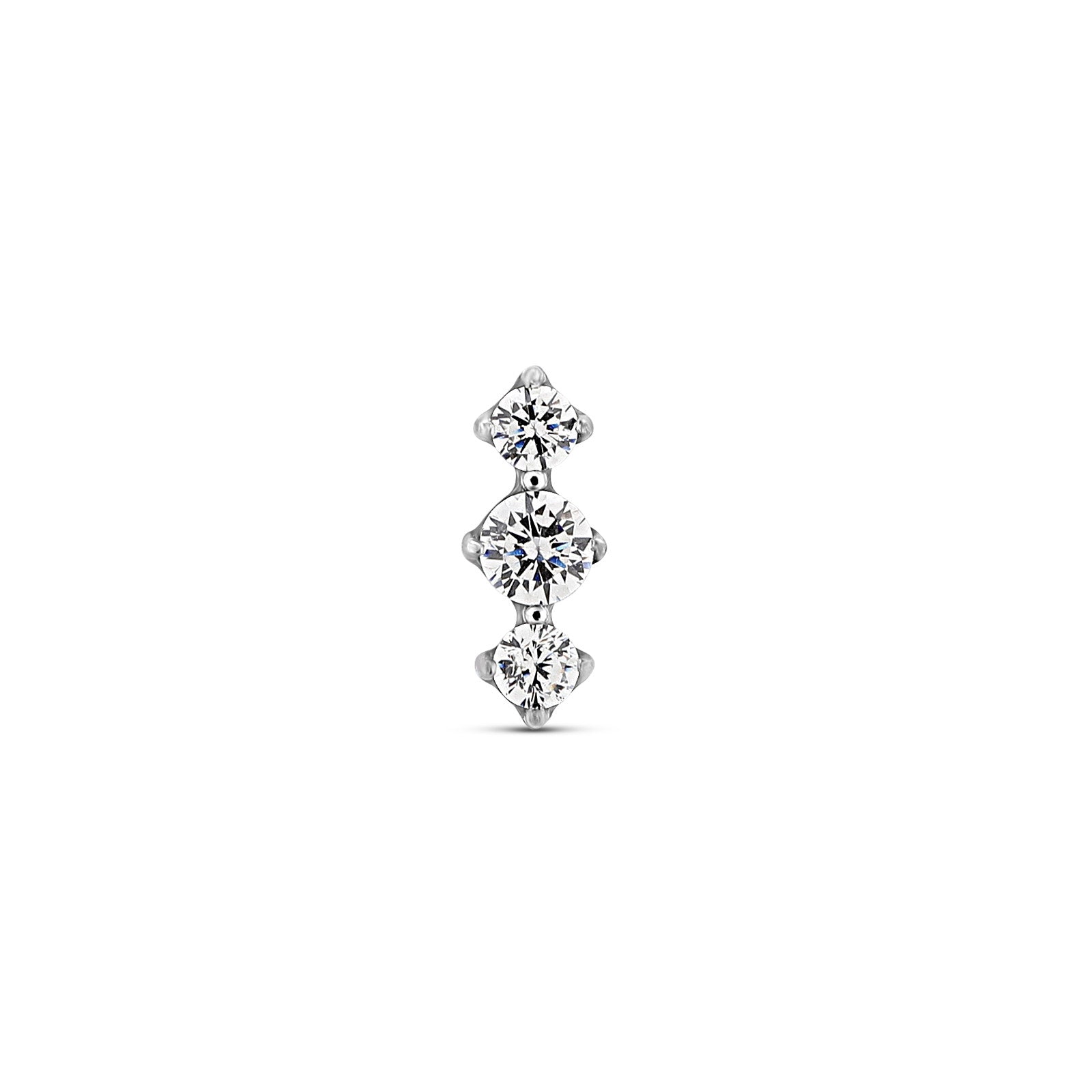 Trident Threadless Prong 3 Stone 2mm, 2.5mm, 2mm Attachment