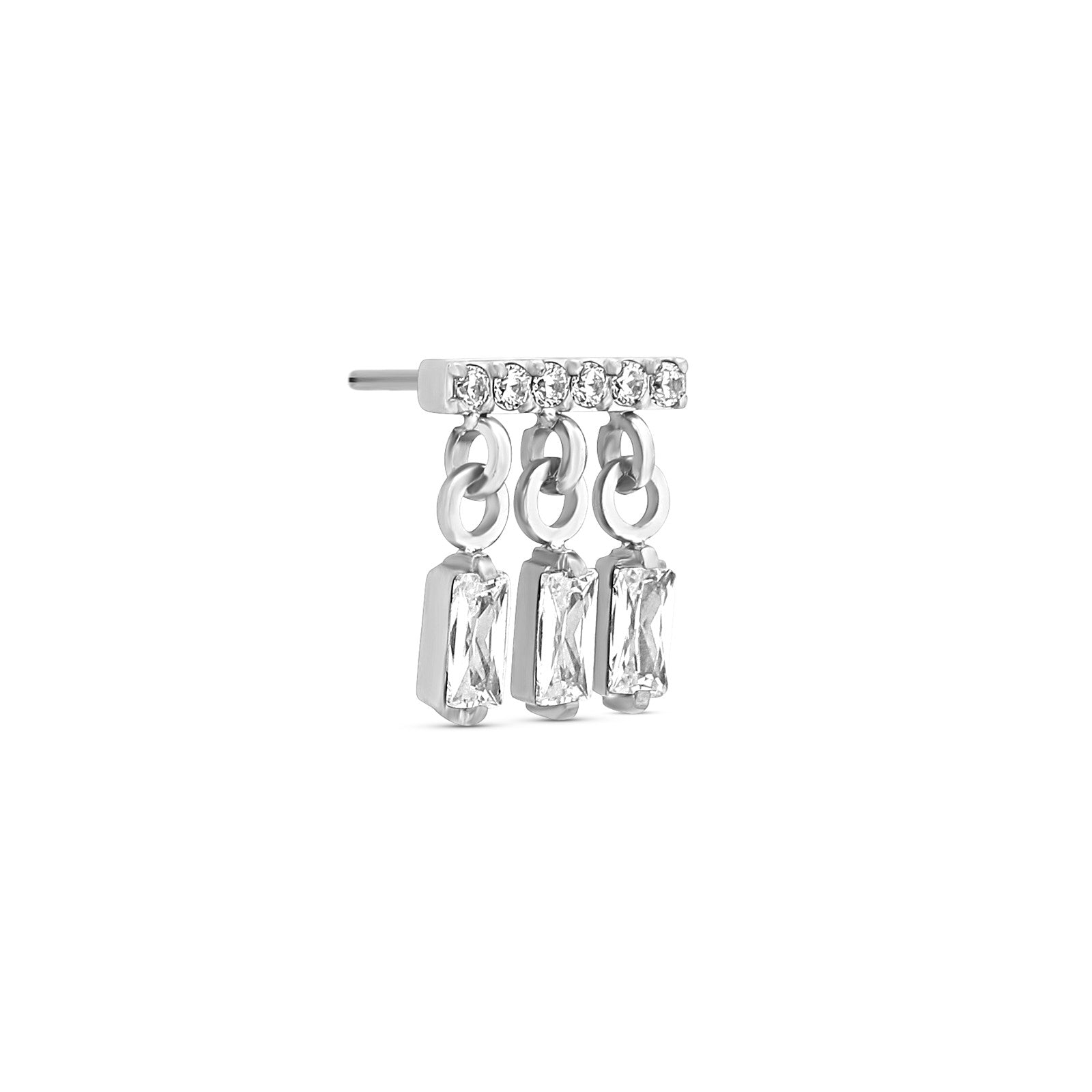Trident Threadless 3 Dangle Baguette With Jewel Bar Attachment
