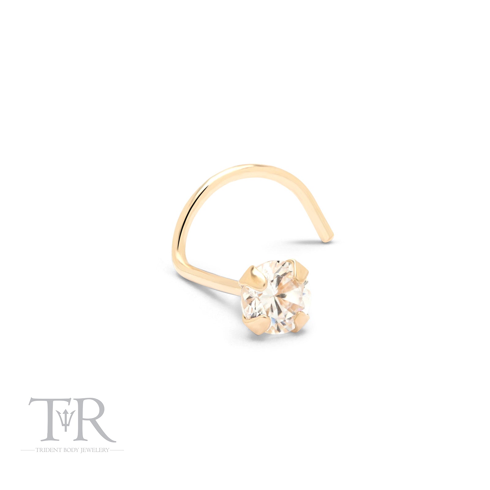 14kt Claw Set Round Yellow Gold Nose Stud