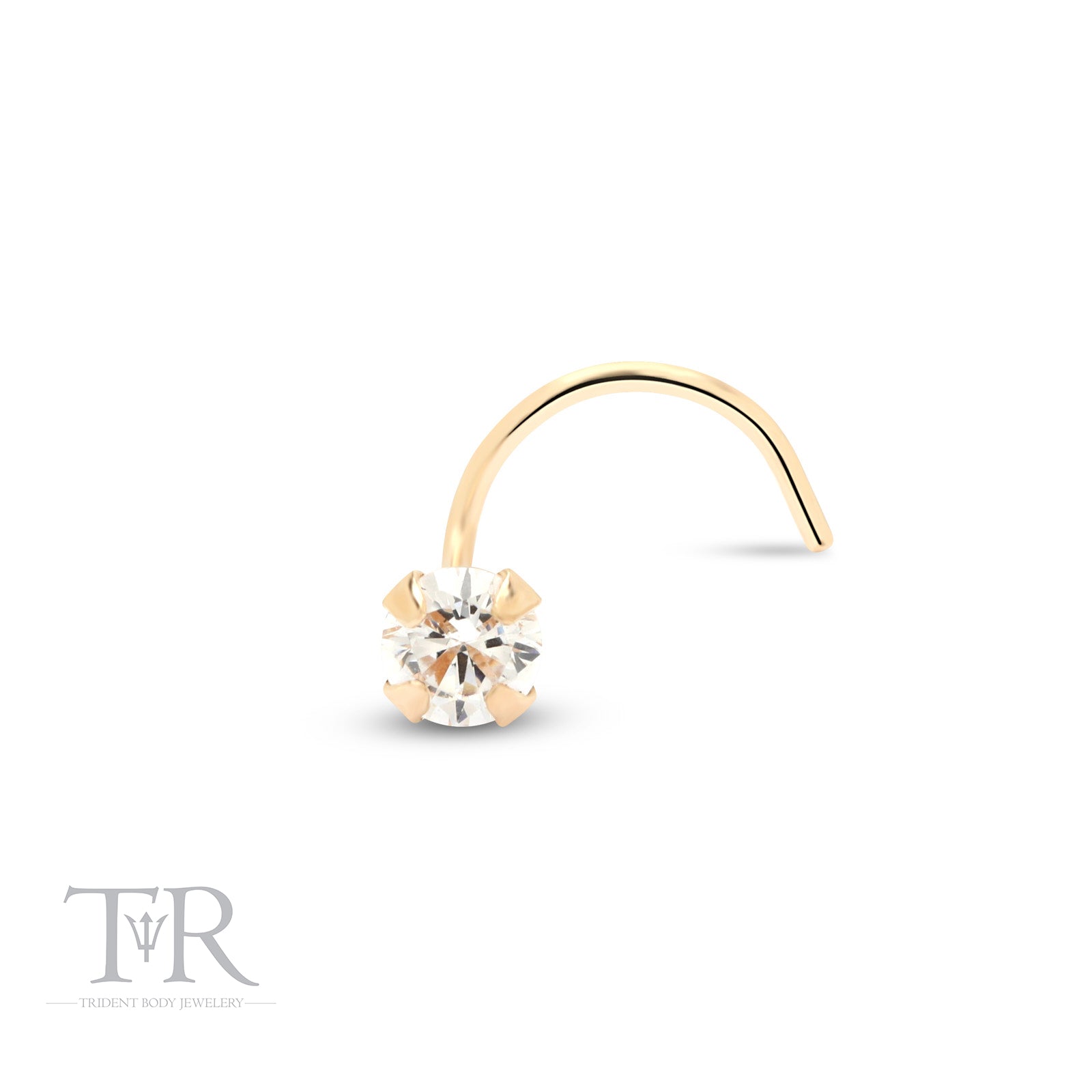 14kt Claw Set Round Yellow Gold Nose Stud