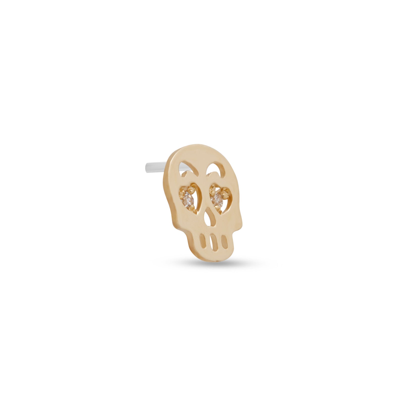 14kt Gold Threadless - Skull With Jewel Eyes