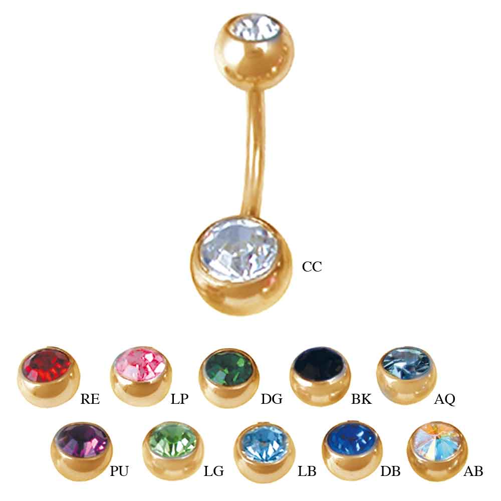 Gold PVD Curved w 2 Stone