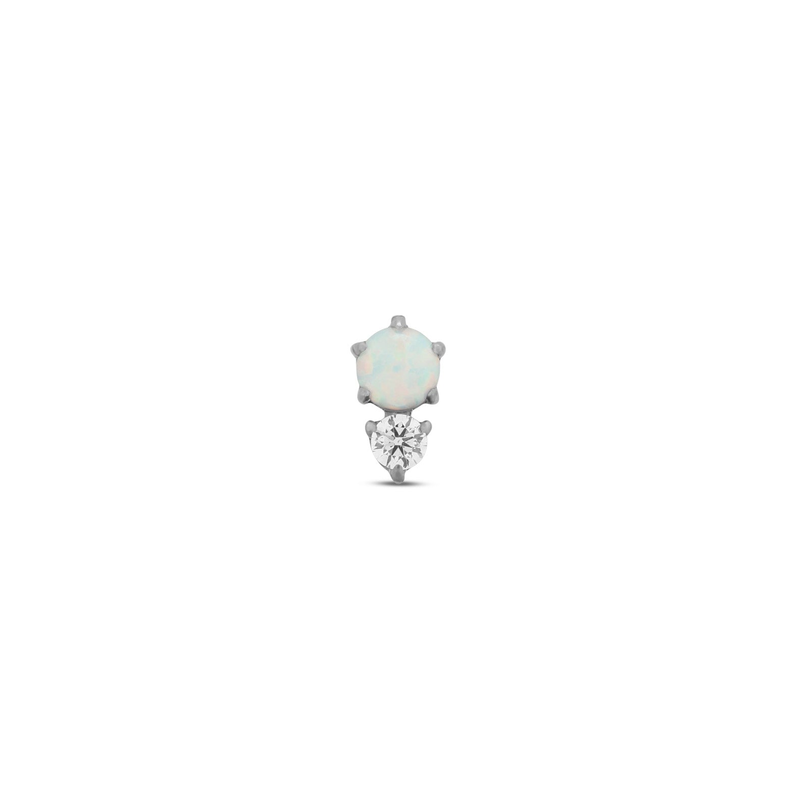 Trident Threadless White Fire Opal And Crystal Prong Set Attachment