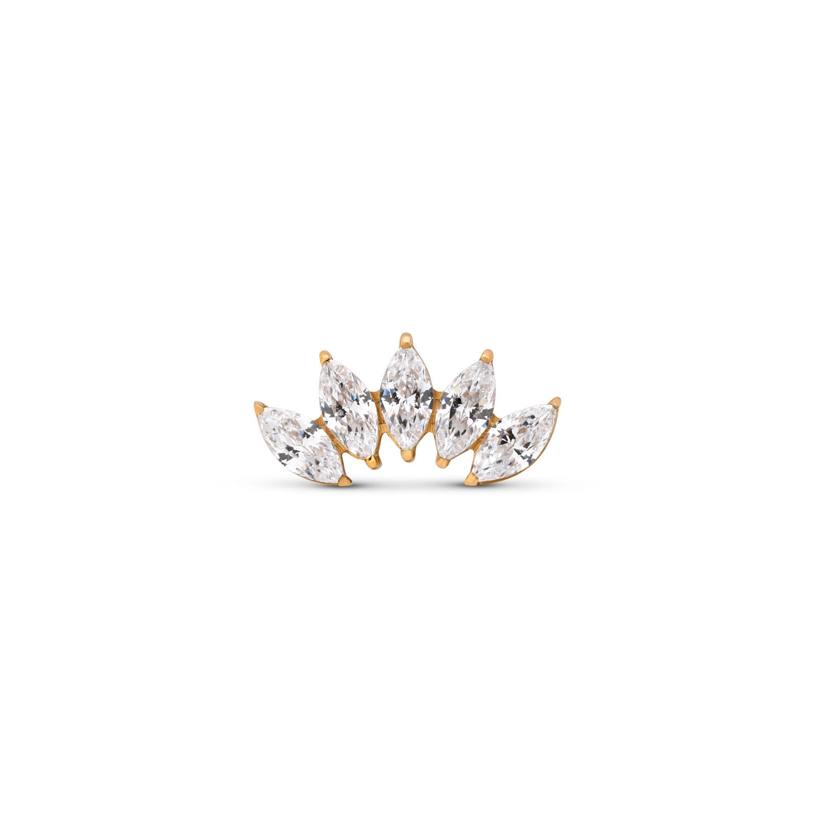 Trident 24kt Gold PVD Titanium Threadless 5 Prong Set Ovate Jeweled Attachment