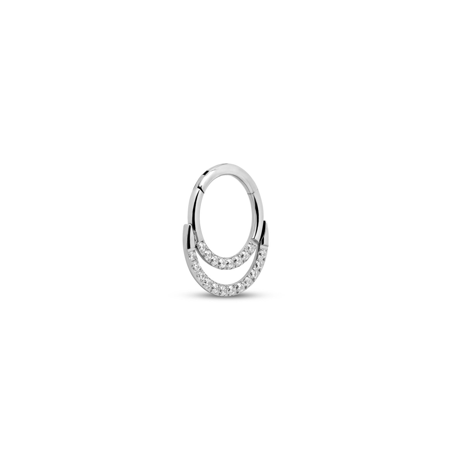 Trident Double Jeweled Forward facing Hinge Ring