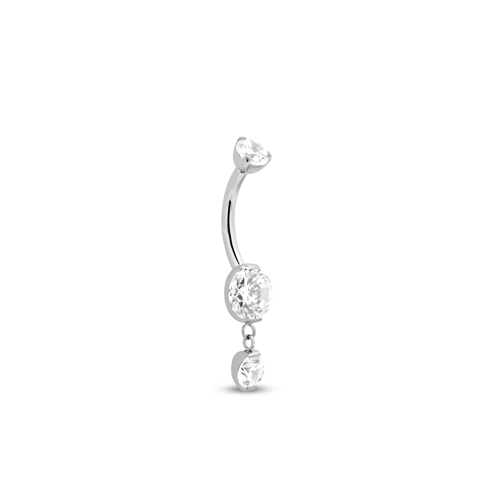 Trident Internally Threaded 1 Drop Jeweled Prong Set Navel