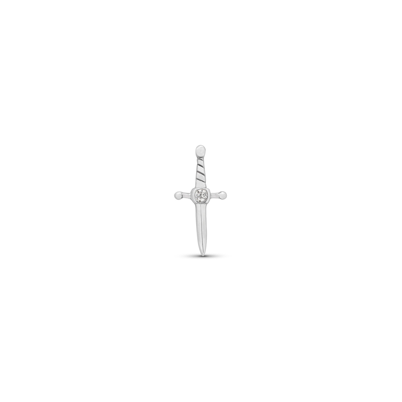 White 14kt Gold Threadless Jewel Sword