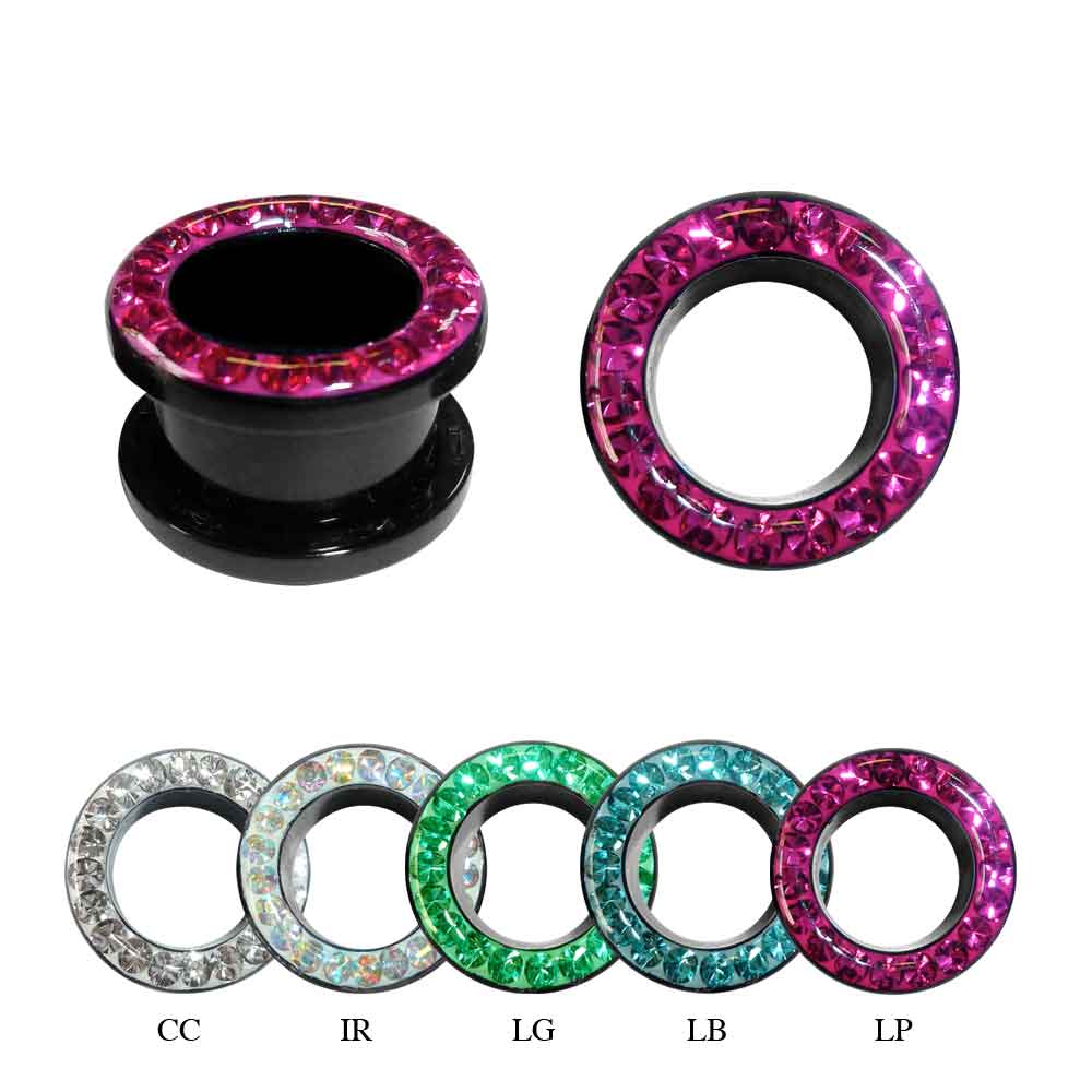 UV Jeweled Ear Flesh Tunnel with Epoxy