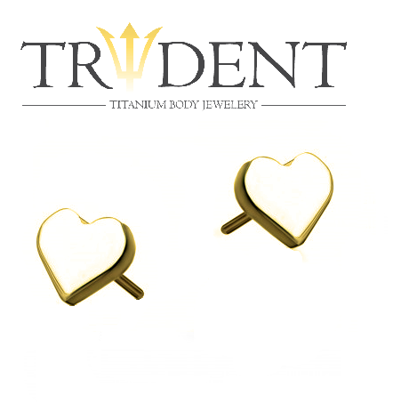 Trident Threadless Heart Attachment Anodised Gold