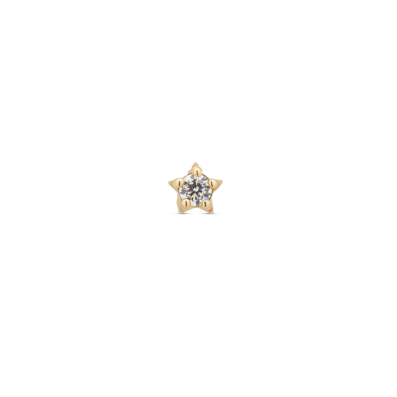 14kt Gold Threadless - Star w Diamond Attachment - Lab Grown Diamond