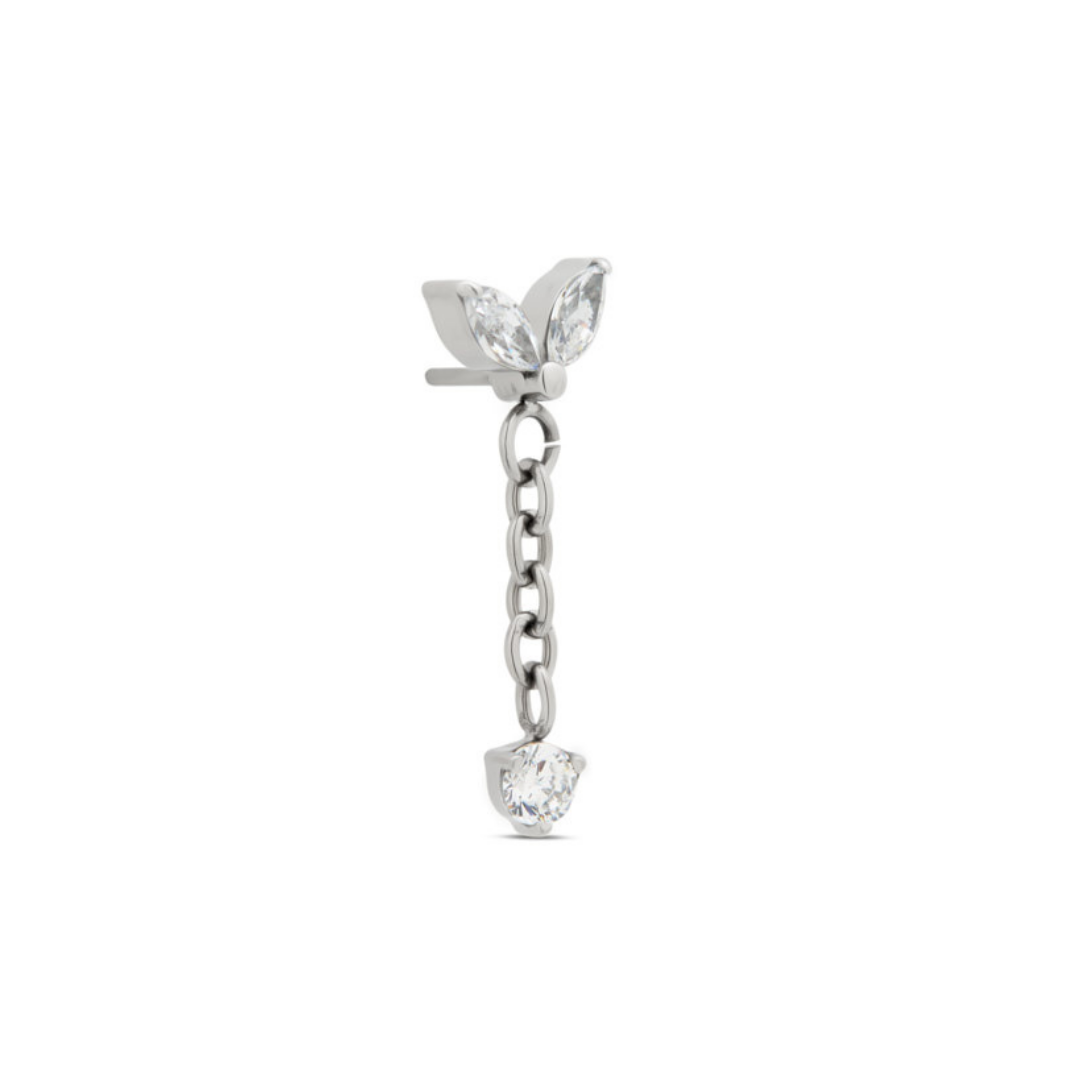 Trident Threadless 2 Marquise w Dangle Stone Attachment