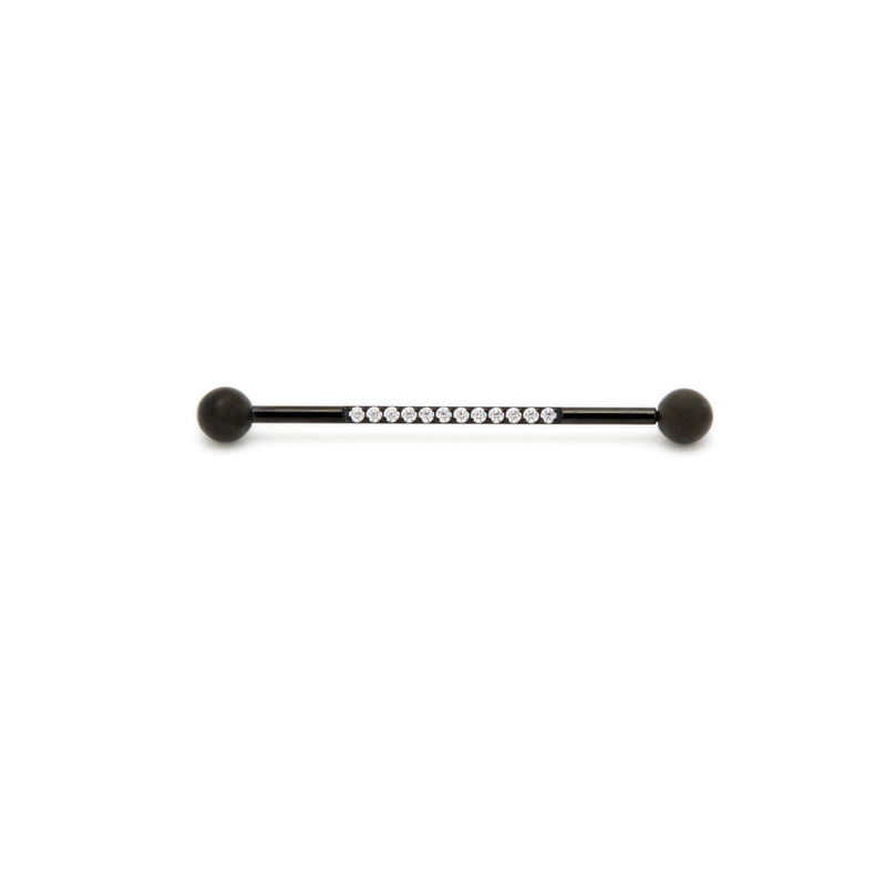 Trident Black PVD Titanium Internally Threaded Jeweled Straight Barbell