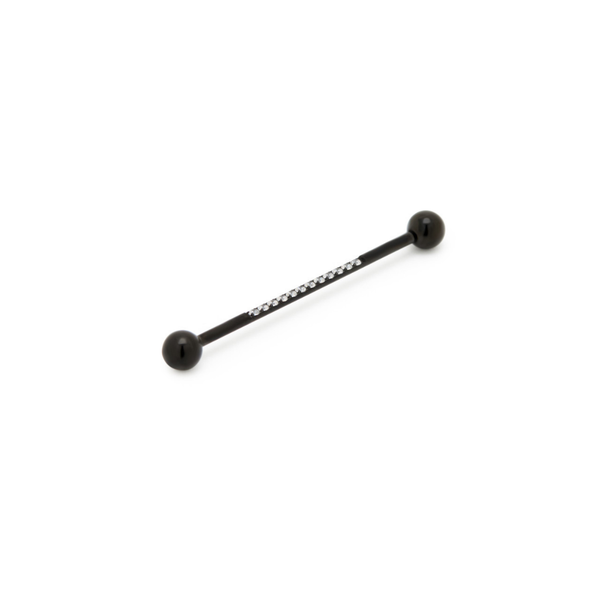 Trident Black PVD Titanium Internally Threaded Jeweled Straight Barbell