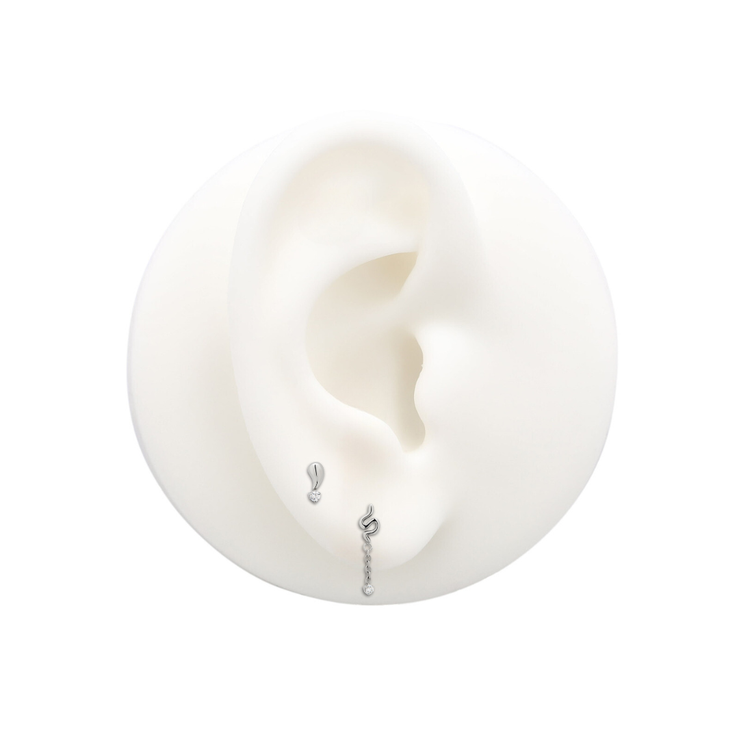 Trident Threadless Drop w CZ Round Stone Attachment