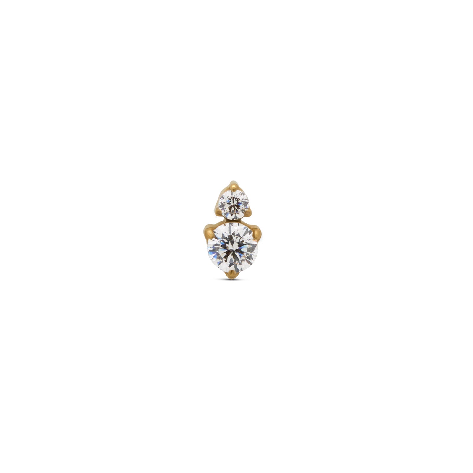 Trident 24kt Gold PVD Titanium Threadless Duo Round Stones Attachment