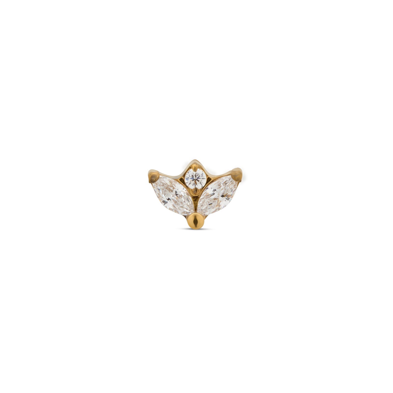 Trident 24kt Gold PVD Titanium Threadless 2 Marquise w Centre Stone Attachment
