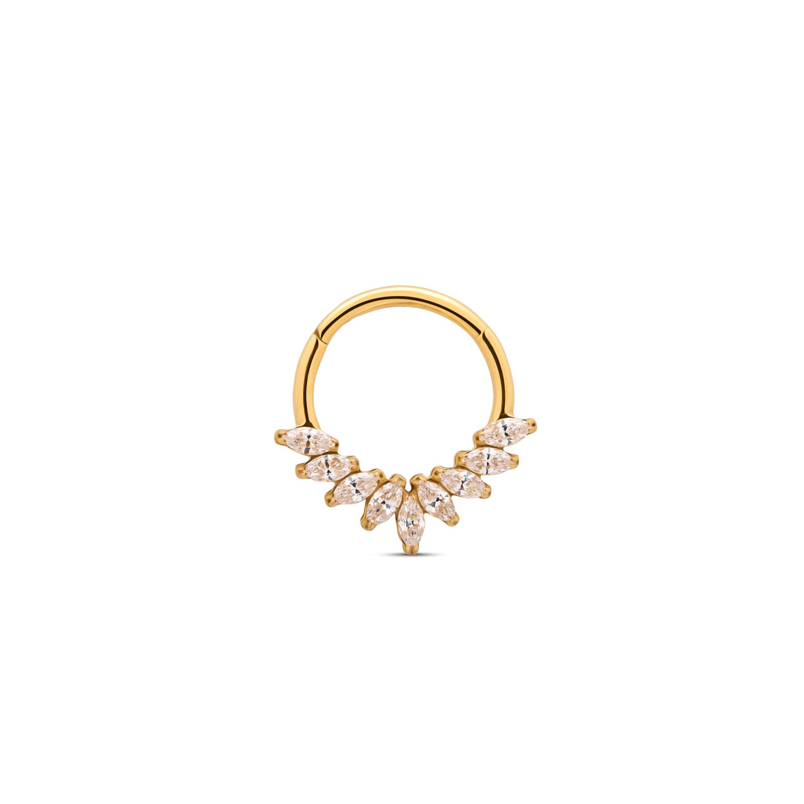 Trident 24kt Gold PVD Titanium Flared Marquise Hinged Ring