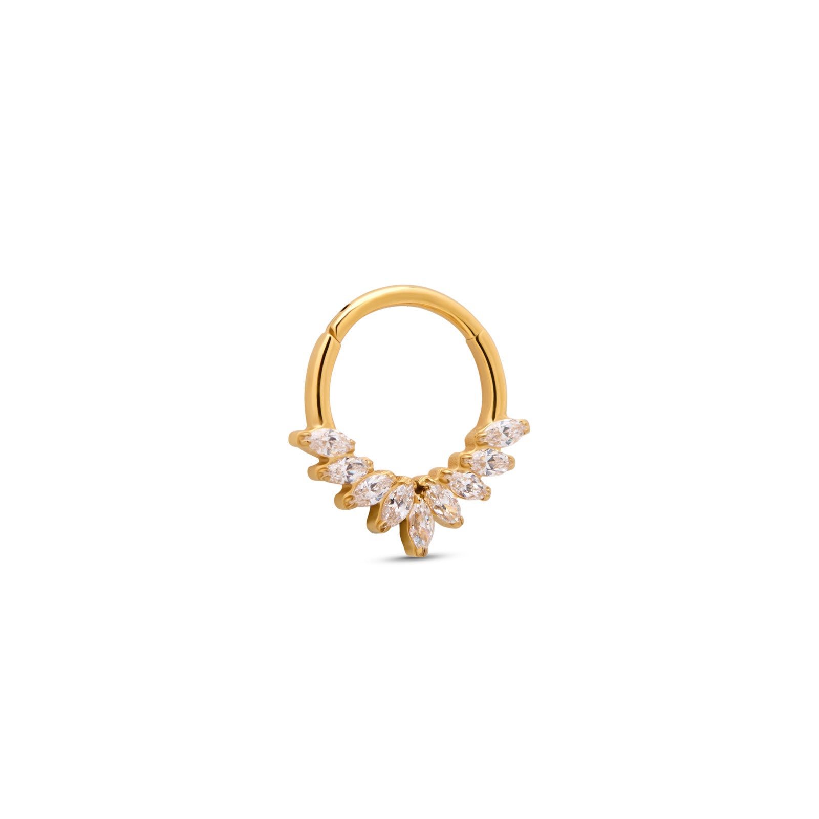 Trident 24kt Gold PVD Titanium Flared Marquise Hinged Ring