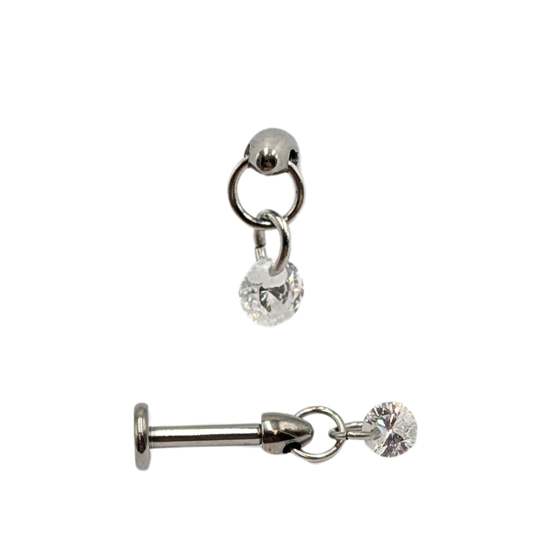 Stainless Steel Dangle Round Internally Threaded Labret