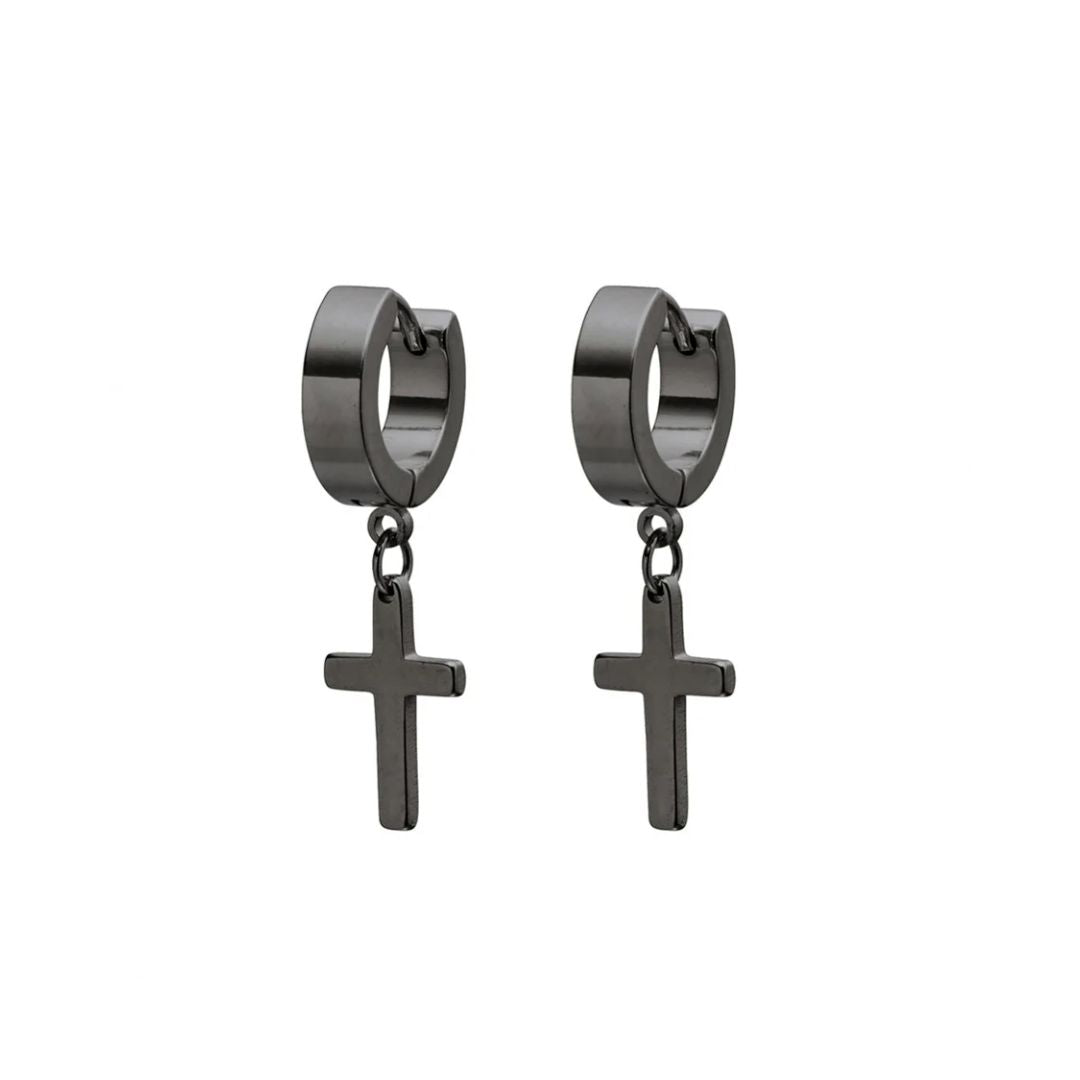 Blackline Ear Cuff Huggie With Dangle Cross 1.0mm