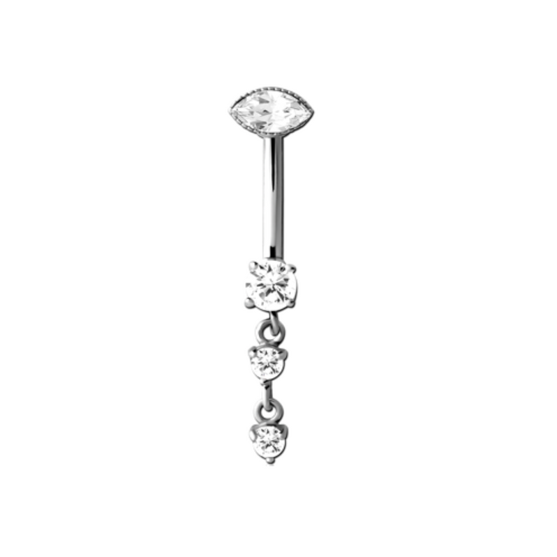 Steel Jewel Eye Dangle Navel 1.6mm x 10mm