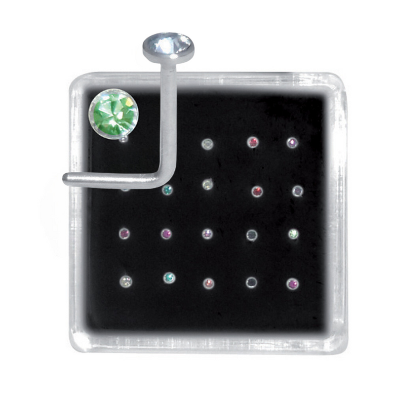 L-Shape Nose Stud Jewel Mixed Colours - Box 20