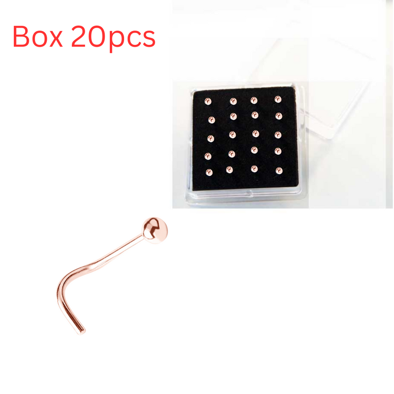 Rose Gold Nose Stud w Ball - Box 20