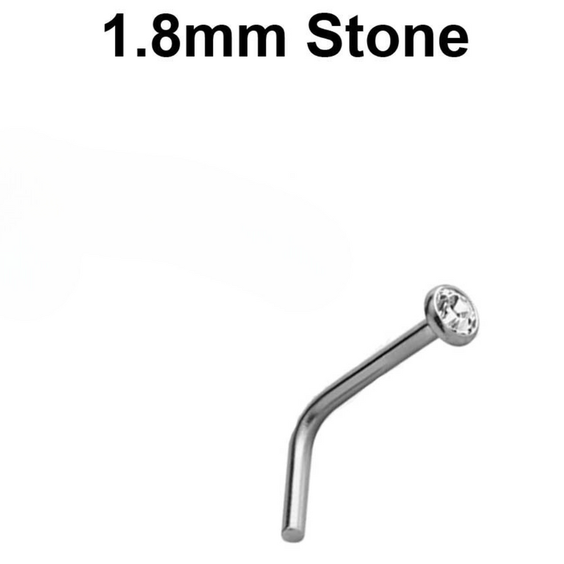 Nostril 1.8mm Gem L-Shape Surgical Steel