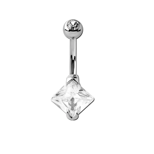 Steel Navel Square Jewel 1.6x10mm