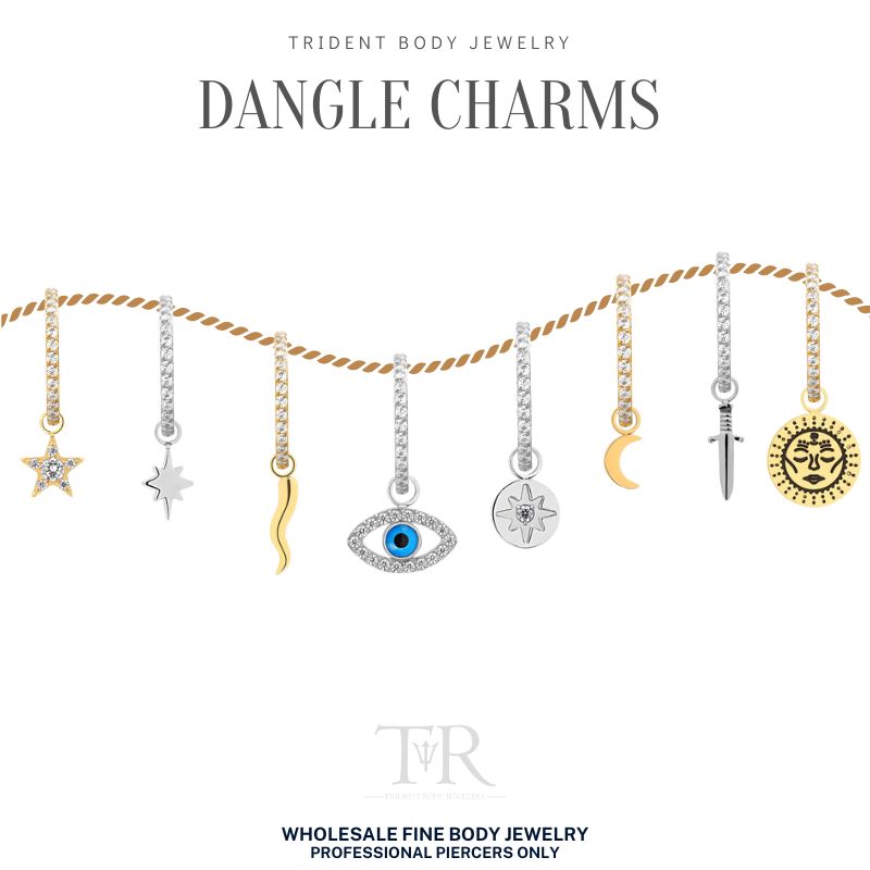 Trident 24kt Gold PVD Titanium Moon Dangle