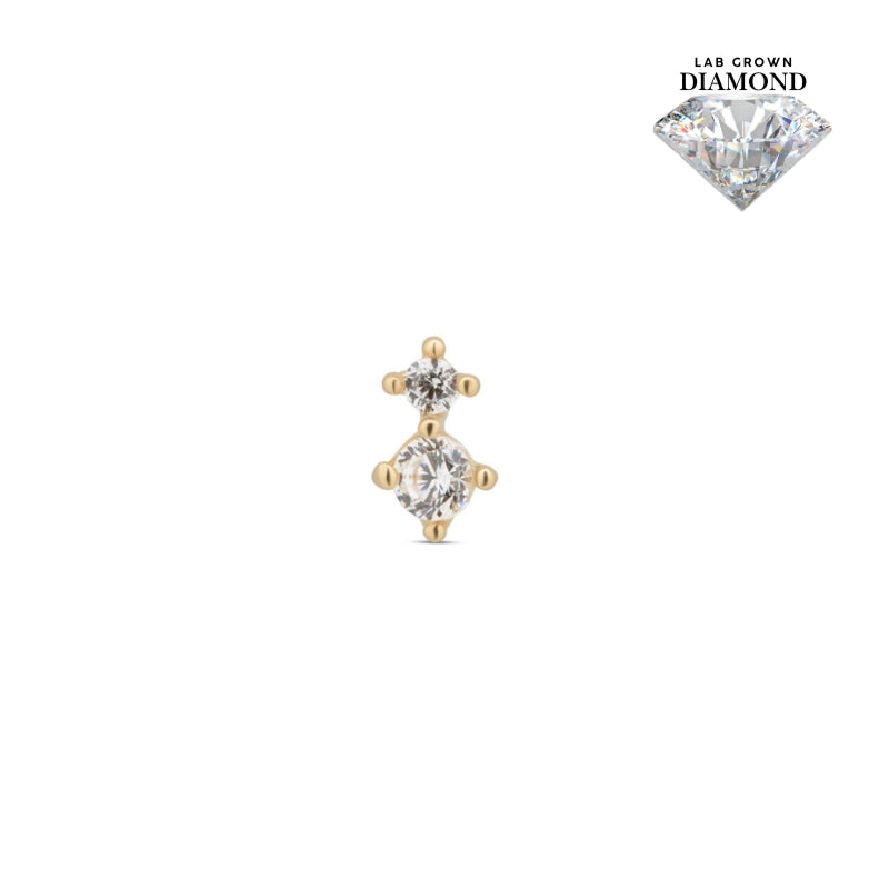 14kt Gold Threadless - 2 Stone Prong Set Round 1mm - 2mm Attachment - Lab Grown Diamond