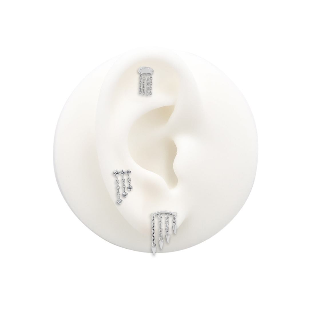 Trident Threadless 6 Stars. Cable Chains With Hanging Stones Attachment