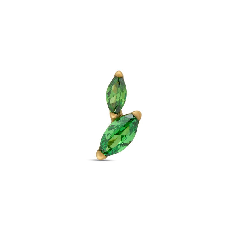 Trident 24kt Gold PVD Titanium Threadless Duo Marquise Emerald Attachment