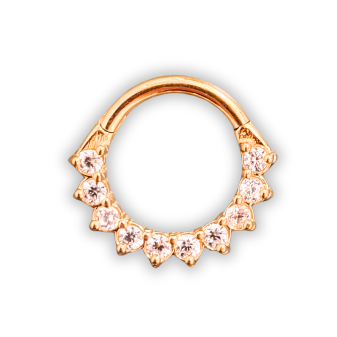 Gold PVD Jeweled 14 Prong Septum 1.2mm x 8mm